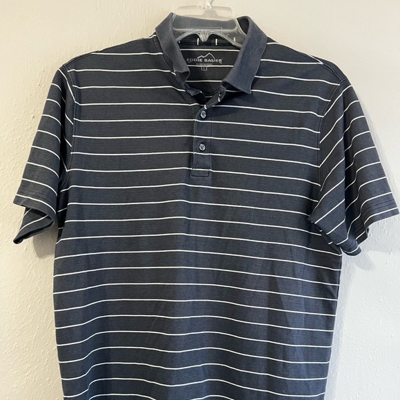 Heather Gray-Blue Polo with White Stripes - Picture 1 of 5
